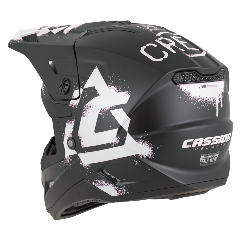 Casco de motocross infantil Cassida Cross Cup 2 Crew Junior negro mate-blanco