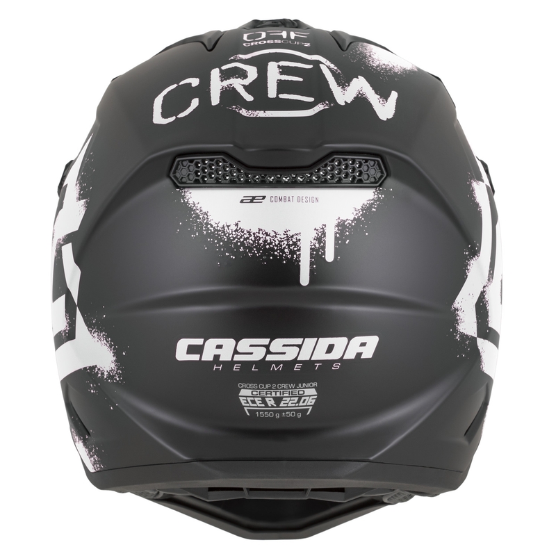 Casco de motocross infantil Cassida Cross Cup 2 Crew Junior negro mate-blanco