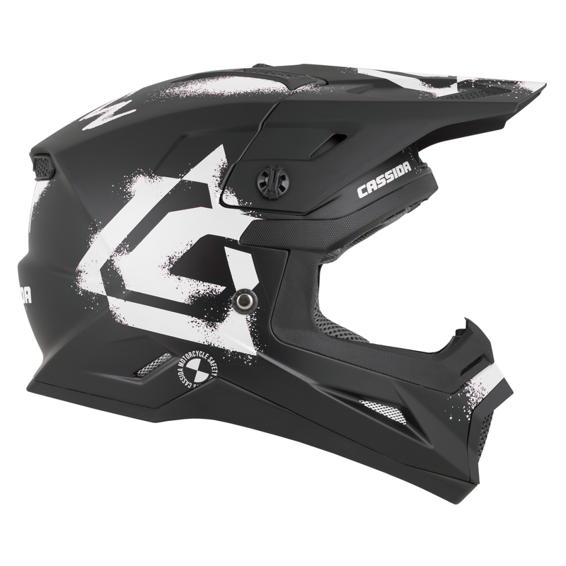 Casco de motocross infantil Cassida Cross Cup 2 Crew Junior negro mate-blanco