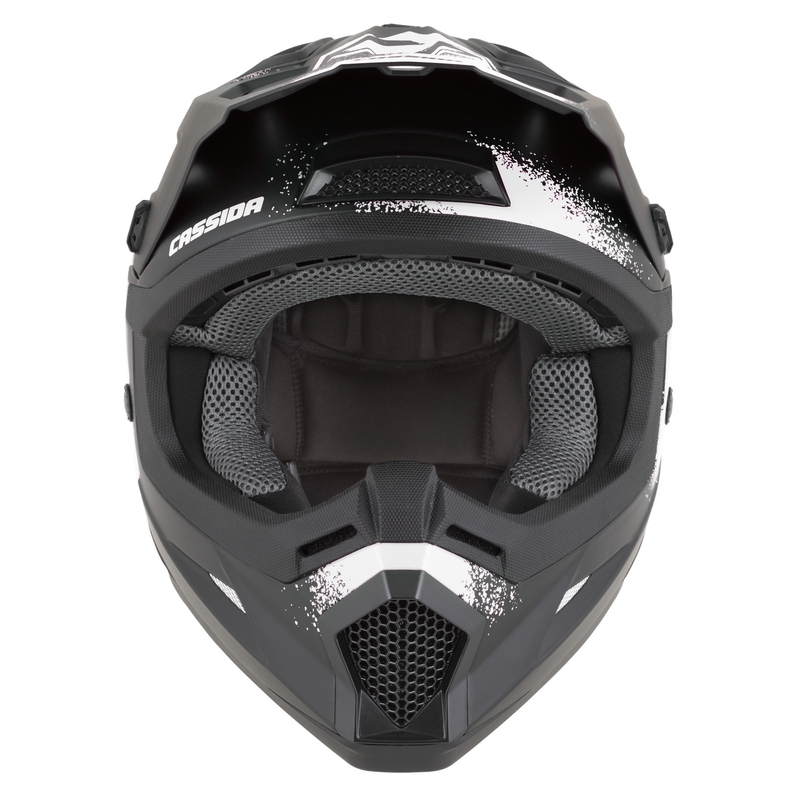 Casco de motocross infantil Cassida Cross Cup 2 Crew Junior negro mate-blanco
