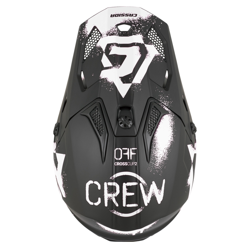 Casco de motocross infantil Cassida Cross Cup 2 Crew Junior negro mate-blanco