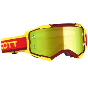 Gafas de motocross SCOTT Fury CH rojo-amarillo con plexiglás espejado amarillo