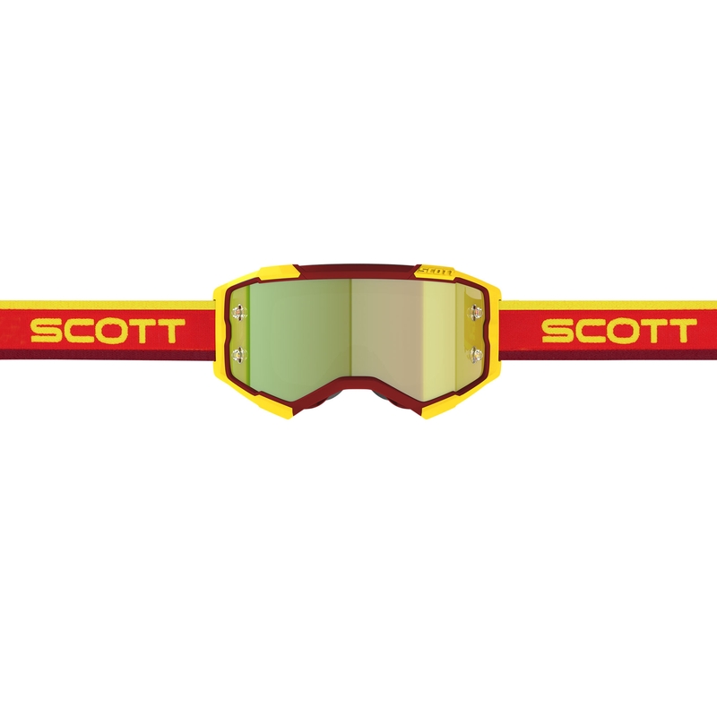 Gafas de motocross SCOTT Fury CH rojo-amarillo con plexiglás espejado amarillo