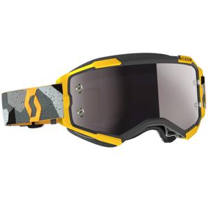 Gafas de motocross SCOTT Fury CH camuflaje gris-amarillo con plexiglás plateado espejado