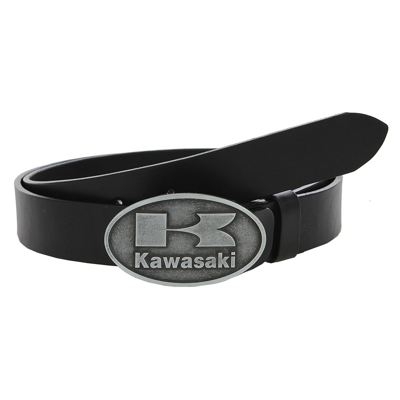 Cinturón de moto de cuero con hebilla Kawasaki