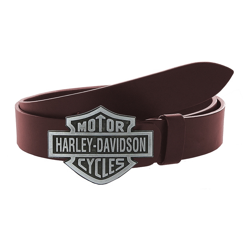 Cinturón moto de piel con hebilla Harley-Davidson marrón