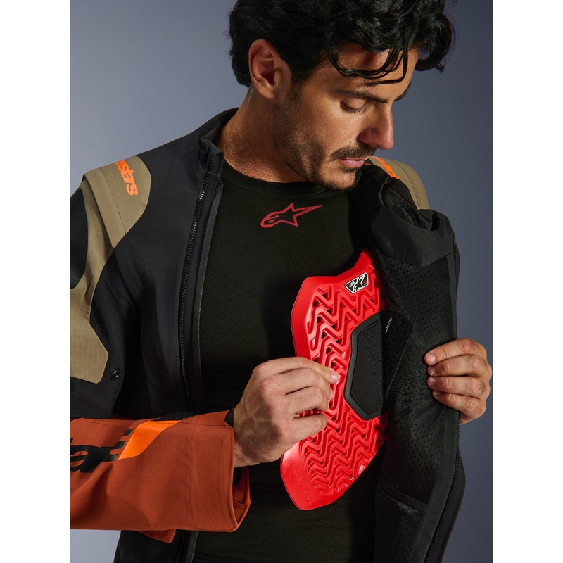 Chaqueta de moto Alpinestars Halo PRO Drystar XF marrón claro-naranja oscuro-negro