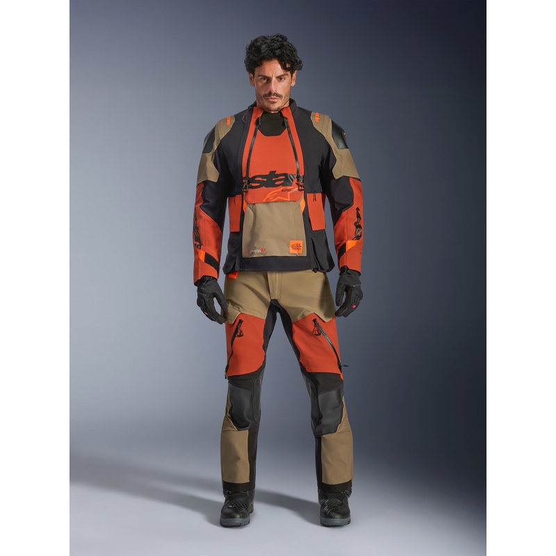 Chaqueta de moto Alpinestars Halo PRO Drystar XF marrón claro-naranja oscuro-negro