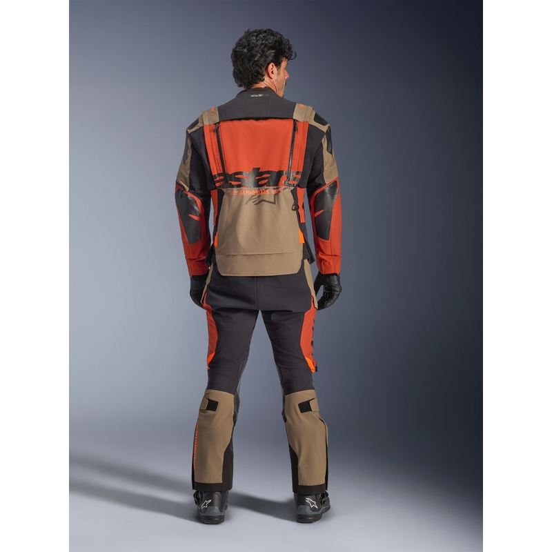 Chaqueta de moto Alpinestars Halo PRO Drystar XF marrón claro-naranja oscuro-negro