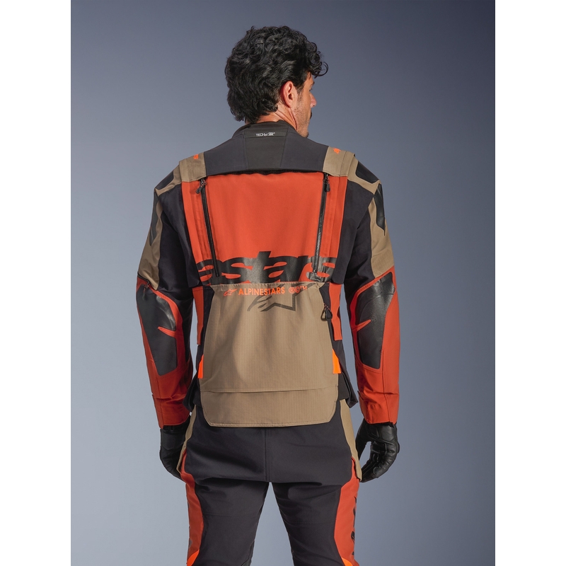 Chaqueta de moto Alpinestars Halo PRO Drystar XF marrón claro-naranja oscuro-negro