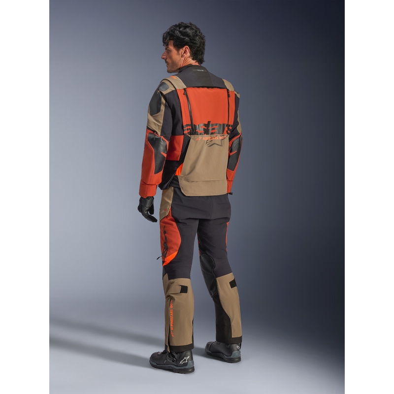 Chaqueta de moto Alpinestars Halo PRO Drystar XF marrón claro-naranja oscuro-negro