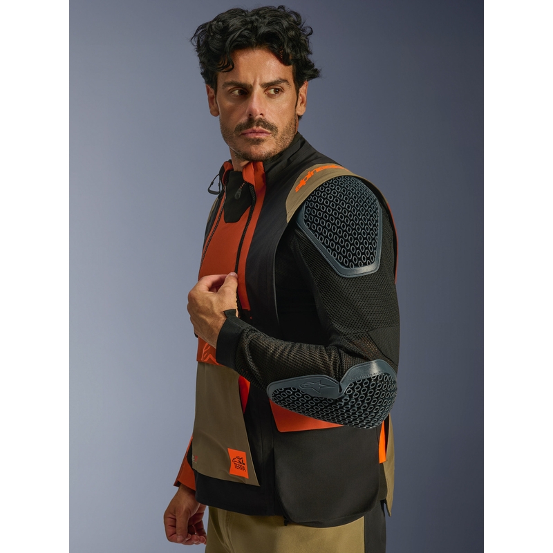 Chaqueta de moto Alpinestars Halo PRO Drystar XF marrón claro-naranja oscuro-negro