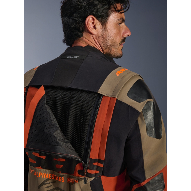 Chaqueta de moto Alpinestars Halo PRO Drystar XF marrón claro-naranja oscuro-negro