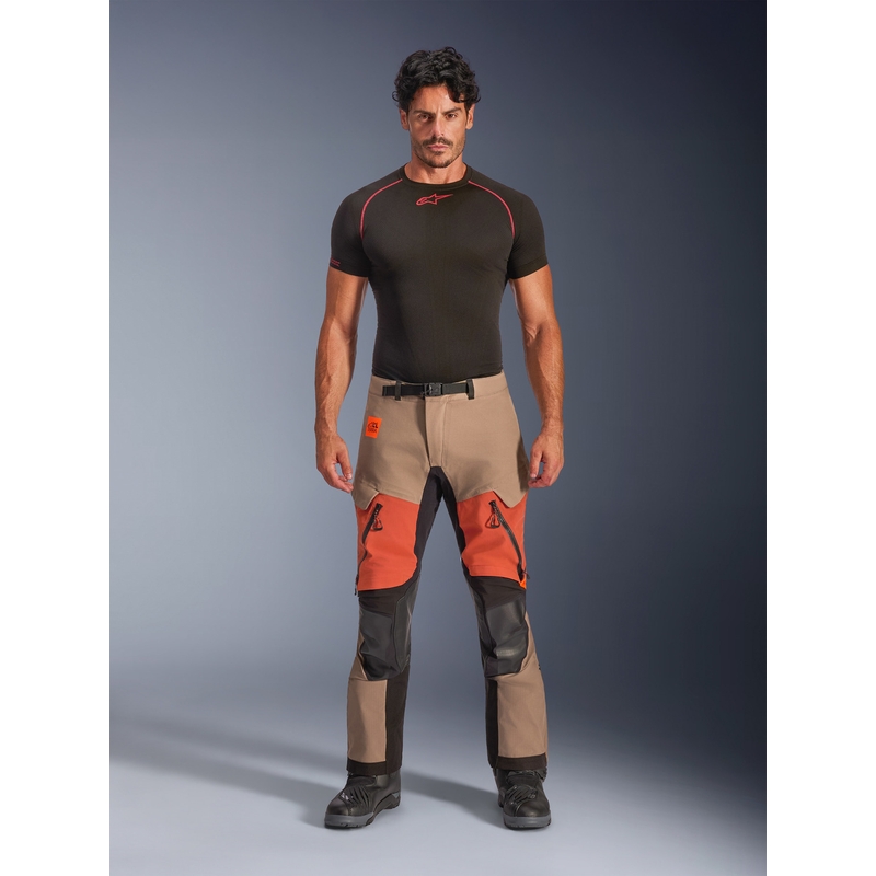 Pantalones de moto Alpinestars Halo PRO Drystar XF marrón claro-naranja oscuro-negro