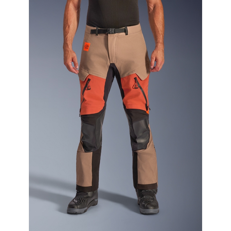 Pantalones de moto Alpinestars Halo PRO Drystar XF marrón claro-naranja oscuro-negro