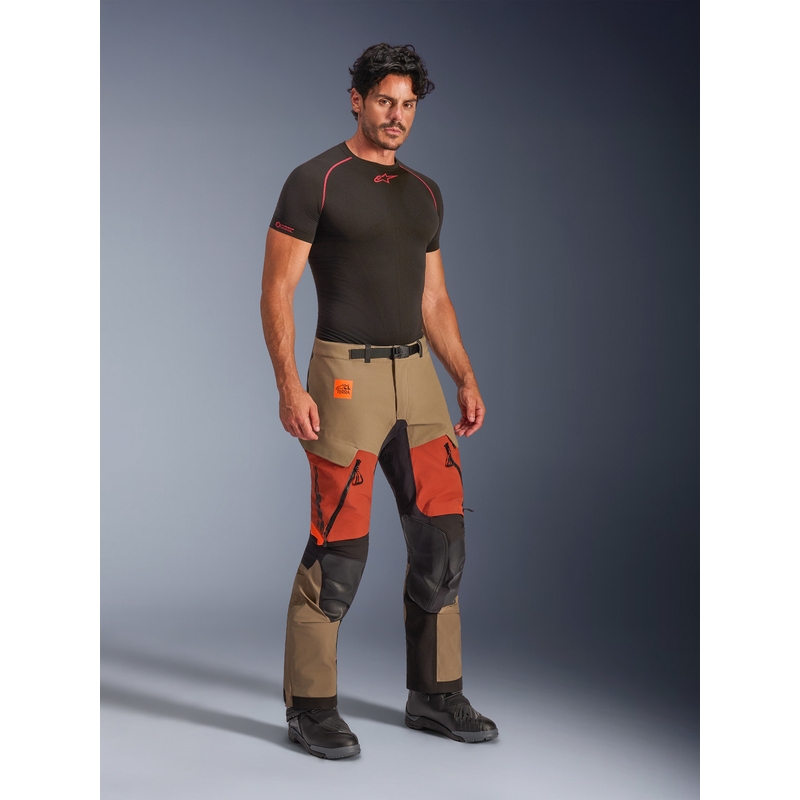 Pantalones de moto Alpinestars Halo PRO Drystar XF marrón claro-naranja oscuro-negro