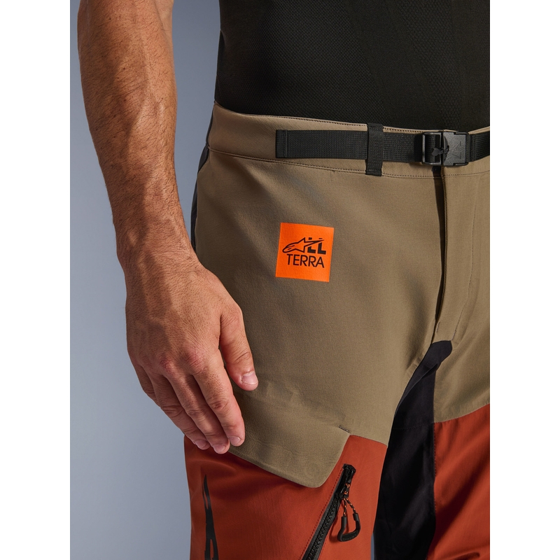 Pantalones de moto Alpinestars Halo PRO Drystar XF marrón claro-naranja oscuro-negro