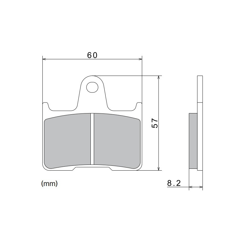 Pastillas de freno NISSIN compuesto semimetálico 60x57x8,2 mm 2 uds