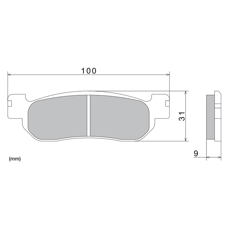 Pastillas de freno NISSIN compuesto semimetálico 100x31x9 mm 2 uds