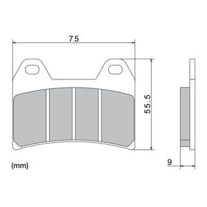 Pastillas de freno NISSIN compuesto semimetálico 76x55,5x9 mm 2 uds