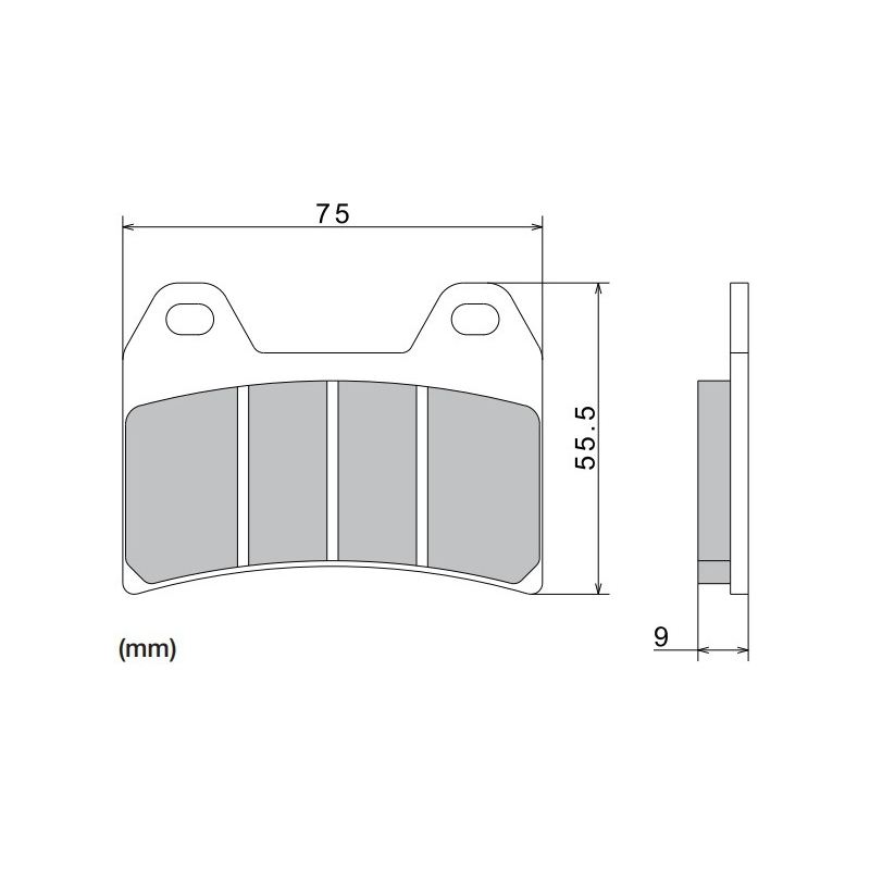 Pastillas de freno NISSIN compuesto semimetálico 76x55,5x9 mm 2 uds