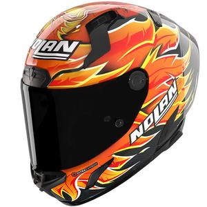 Casco integral de moto Nolan X-804 RS Ultra Carbon Replica Iannone 368 negro-rojo-naranja-amarillo