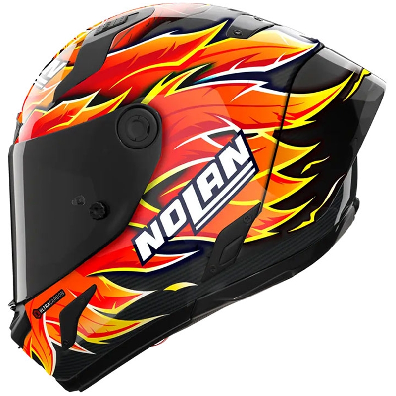 Casco integral de moto Nolan X-804 RS Ultra Carbon Replica Iannone 368 negro-rojo-naranja-amarillo