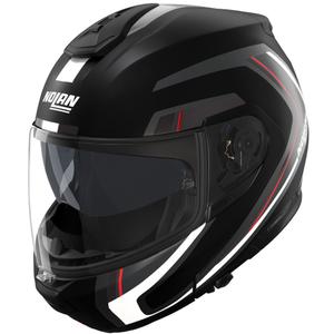 Casco de moto abatible Nolan N100-6 Radiante N-com 357 negro-plata-rojo