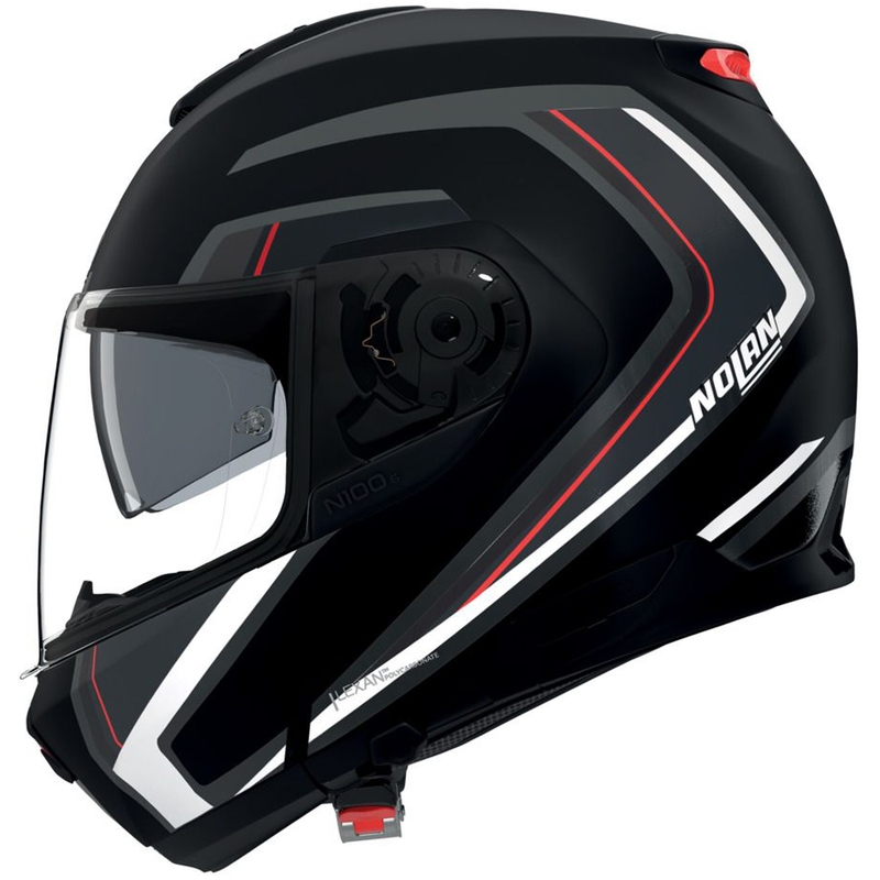 Casco de moto abatible Nolan N100-6 Radiante N-com 357 negro-plata-rojo