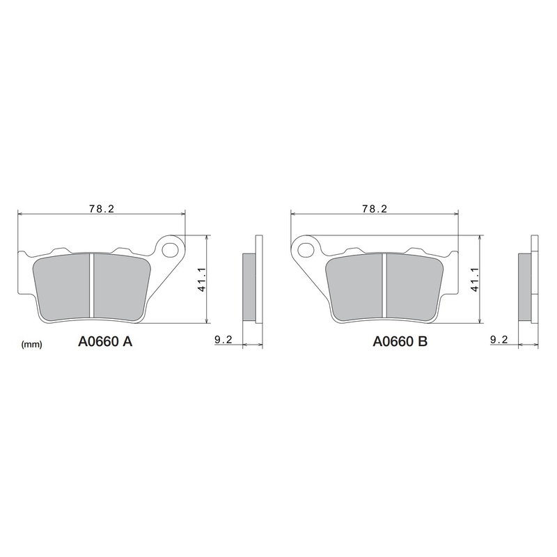 Pastillas de freno NISSIN compuesto semimetálico 78,2x41,1x9,2 mm 2 uds