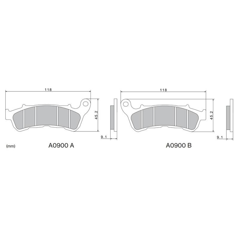 Pastillas de freno NISSIN compuesto semimetálico 118x45,2x9,1 mm 2 uds