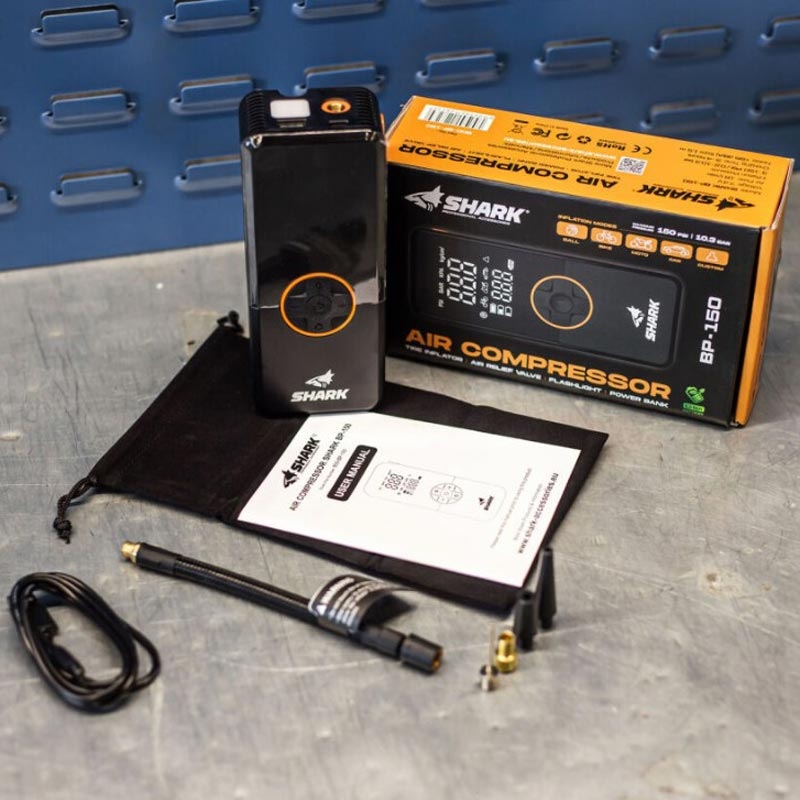 Compresor de batería con power bank SHARK BP-150 negro