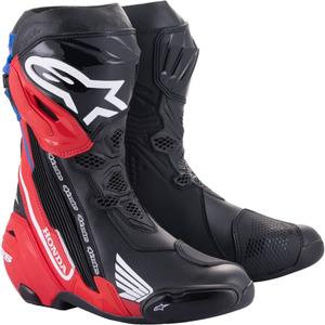 Botas de moto Alpinestars Supertech R Honda negro-rojo azul fluo-blanco