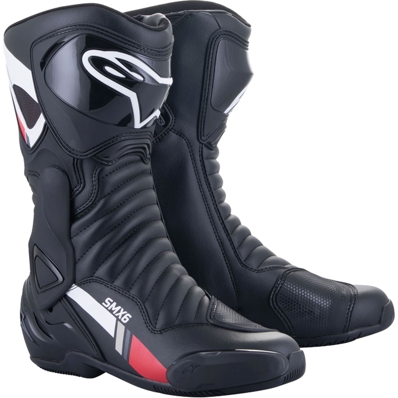 Botas de moto Alpinestars S-MX 6 en negro, blanco, gris y rojo