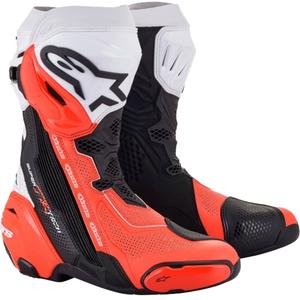 Botas de moto Alpinestars Supertech R Vented negro-blanco-rojo fluo