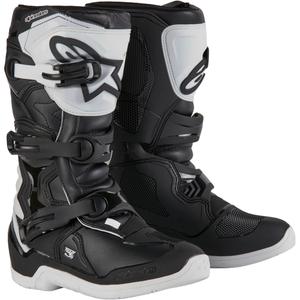Botas de moto Alpinestars Tech 3S Youth blancas y negras para niños
