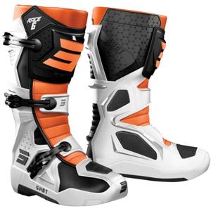 Botas de moto Shot Race 6 blanco-negro-naranja