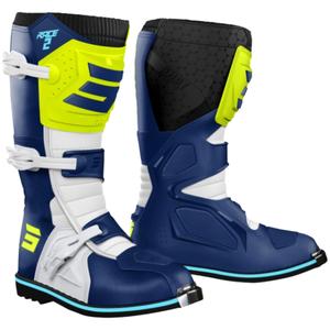 Botas de moto Shot Race 2 Azul-Blanco-Amarillo Flúo