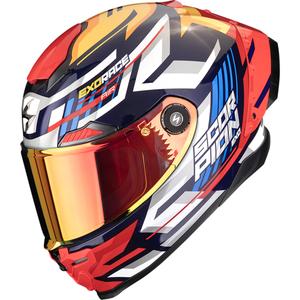 Casco integral de moto Scorpion EXO-RACE Air Kobra FIM2 azul-amarillo-rojo