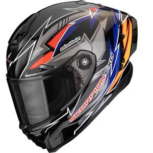 Casco integral de moto Scorpion EXO-RACE Air Move On FIM2 negro-azul-naranja