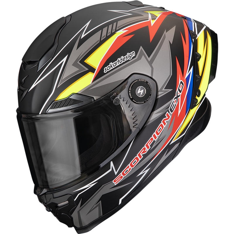 Casco integral de moto Scorpion EXO-RACE Air Move On FIM2 negro mate-rojo-amarillo