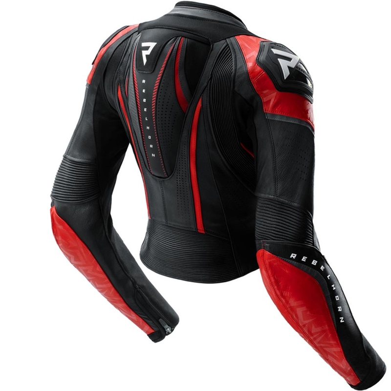 Chaqueta de moto de cuero para mujer Rebelhorn Diva RS negro-rojo