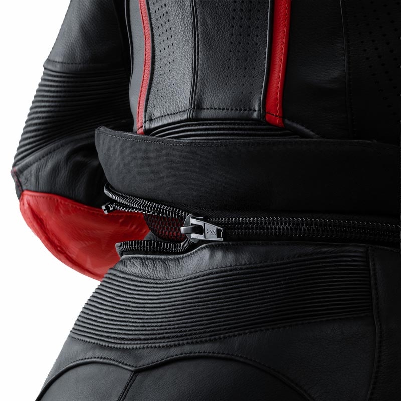 Chaqueta de moto de cuero para mujer Rebelhorn Diva RS negro-rojo