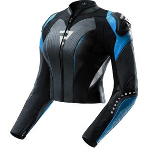 Chaqueta de moto de cuero para mujer Rebelhorn Diva RS negro-azul
