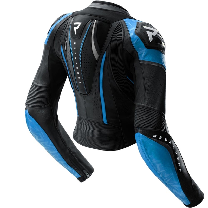 Chaqueta de moto de cuero para mujer Rebelhorn Diva RS negro-azul