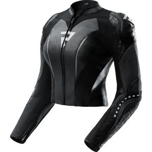 Chaqueta de moto de cuero para mujer Rebelhorn Diva RS negro-blanco