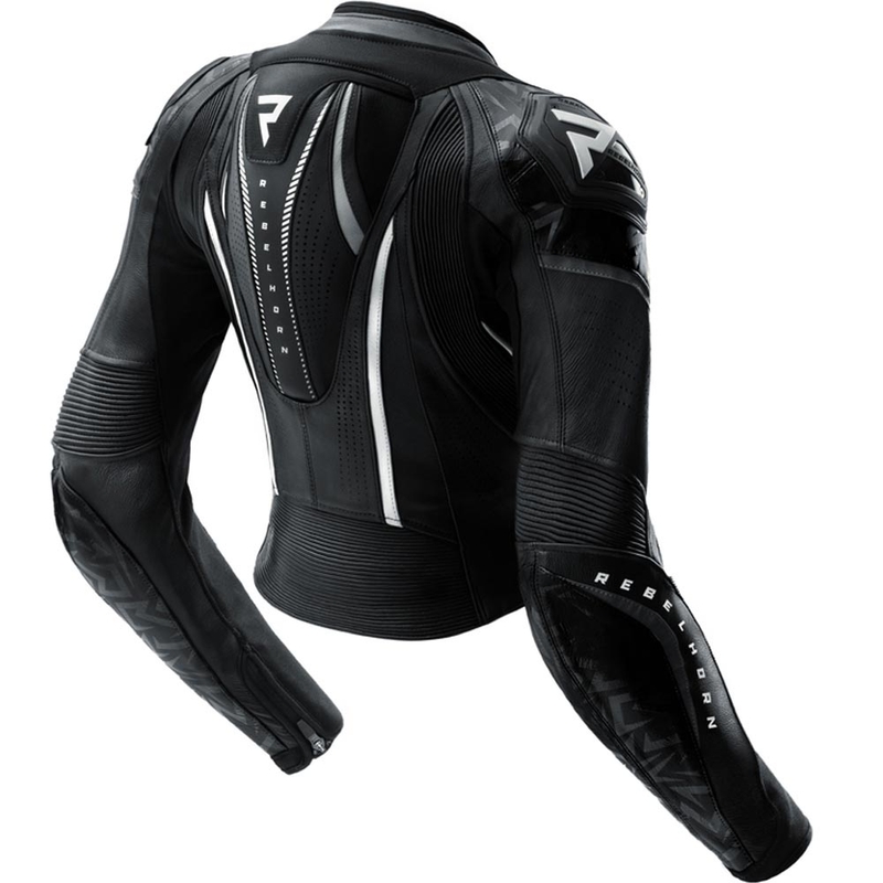 Chaqueta de moto de cuero para mujer Rebelhorn Diva RS negro-blanco