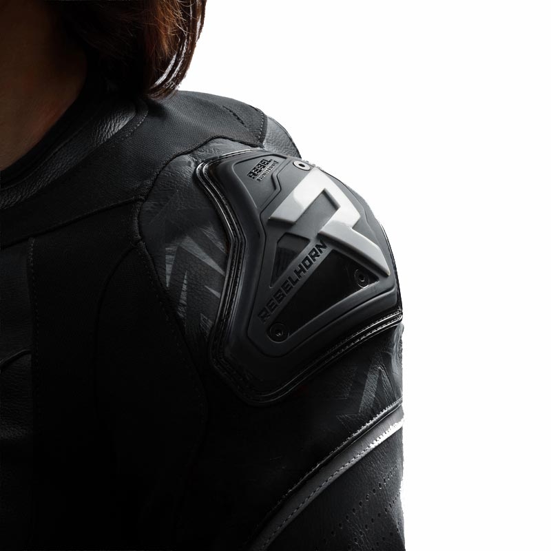 Chaqueta de moto de cuero para mujer Rebelhorn Diva RS negro-blanco