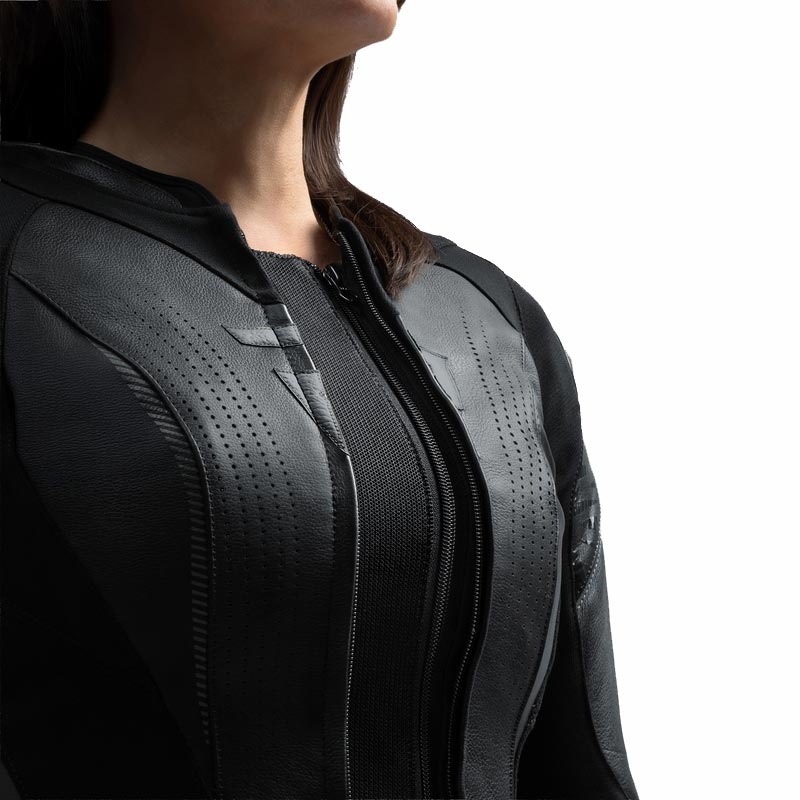 Chaqueta de moto de cuero para mujer Rebelhorn Diva RS negra