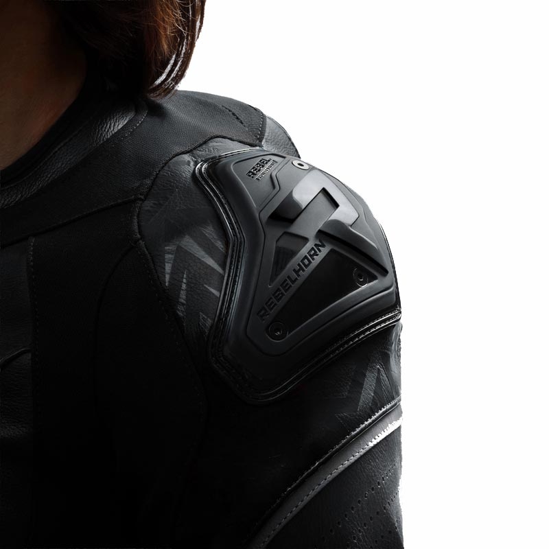 Chaqueta de moto de cuero para mujer Rebelhorn Diva RS negra